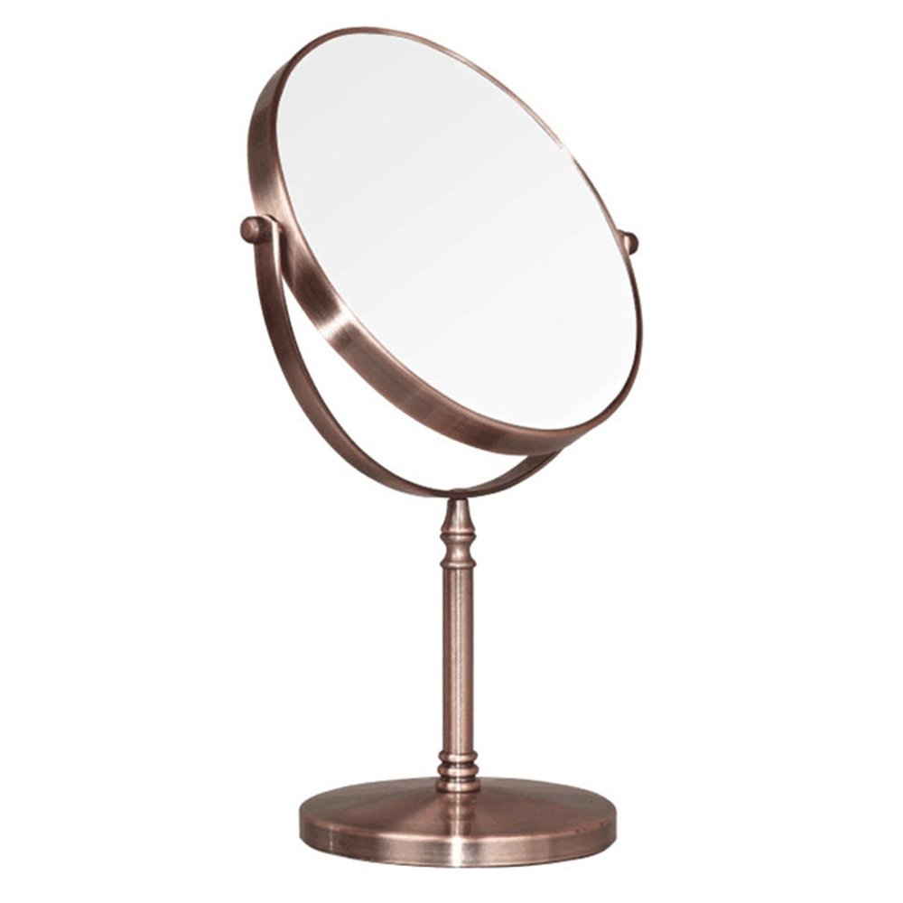 Brushed Red Bronze Tabletop Rotation Makeup Mirror, Double Side 1X /3X Magnification Cosmetic Mirror, Countertop Standing HD Shaving Mirror, Vanity Mirror for Beauty Salon Anti-Fingerprint,B,8Inch