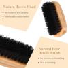10 Sets Natural Boar Bristle Brush, Pear Wood Dual-Sided Wide Tooth Comb, Travel Pouch - Beard Grooming Kit for Men's Beard Care, Valentine's Gift (Rectangle) view 3