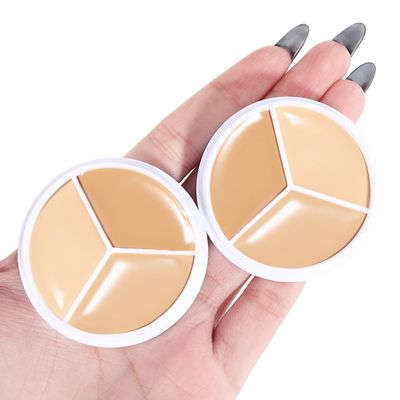 Kaely 2PcsTri Color Pot Concealer Full Coverage, Under Eye Brightener Color Correcting Concealer for Dark Circles, Foundation Contour Face Makeup Palette, Eye Ring Corrector de ojeras, 01