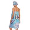 Bulletgxll Butterflies with White Flowers Women's Shower Wrap Towel Set of 3 Adjustable Spa Body Wrap Super Absorbent Bathrobe with Hair Towel & Headband view 2