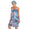 Bulletgxll Butterflies with White Flowers Women's Shower Wrap Towel Set of 3 Adjustable Spa Body Wrap Super Absorbent Bathrobe with Hair Towel & Headband view 3