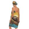 Bulletgxll Sloth Sleeping in Trees Women's Shower Wrap Towel Set of 3 Adjustable Spa Body Wrap Super Absorbent Bathrobe with Hair Towel & Headband view 2