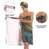 Bulletgxll Sloth Sleeping in Trees Women's Shower Wrap Towel Set of 3 Adjustable Spa Body Wrap Super Absorbent Bathrobe with Hair Towel & Headband view 4