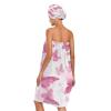 Bulletgxll Pink Butterflies Women's Shower Wrap Towel Set of 3 Adjustable Spa Body Wrap Super Absorbent Bathrobe with Hair Towel & Headband view 2