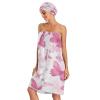 Bulletgxll Pink Butterflies Women's Shower Wrap Towel Set of 3 Adjustable Spa Body Wrap Super Absorbent Bathrobe with Hair Towel & Headband view 3