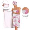 Bulletgxll Pink Butterflies Women's Shower Wrap Towel Set of 3 Adjustable Spa Body Wrap Super Absorbent Bathrobe with Hair Towel & Headband view 4