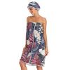 Bulletgxll Floral Pattern Women's Shower Wrap Towel Set of 3 Adjustable Spa Body Wrap Super Absorbent Bathrobe with Hair Towel & Headband view 3