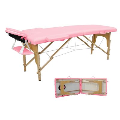 CMFTGDS Massage Table Massage Bed 84 Inches Long Portable 2 Folding Massage Spa Facial Cradle Salon Bed W/Carry Case (Pink)
