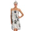 Bulletgxll Animal Paw Prints Women's Shower Wrap Towel Set of 3 Adjustable Spa Body Wrap Super Absorbent Bathrobe with Hair Towel & Headband view 1