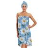Bulletgxll Daisy Flower Women's Shower Wrap Towel Set of 3 Adjustable Spa Body Wrap Super Absorbent Bathrobe with Hair Towel & Headband view 1