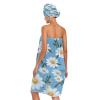 Bulletgxll Daisy Flower Women's Shower Wrap Towel Set of 3 Adjustable Spa Body Wrap Super Absorbent Bathrobe with Hair Towel & Headband view 2