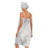 Bulletgxll White Marble Women's Shower Wrap Towel Set of 3 Adjustable Spa Body Wrap Super Absorbent Bathrobe with Hair Towel & Headband view 2