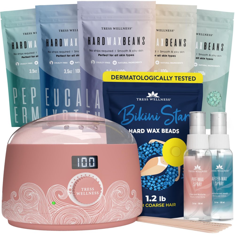 Tress Wellness Dusty Elemental Pink Wax Warmer Kit with Bikini Wax
