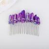 Teyglen Raw Crystal Quartz Hair Comb Clear Crystal Hair Side Comb Mermaid Rhinestone Hair Comb Sun Moon Goddess Headpiece Decorative Hair Accessories for Women Girls (Purple) view 2