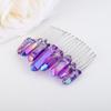 Teyglen Raw Crystal Quartz Hair Comb Clear Crystal Hair Side Comb Mermaid Rhinestone Hair Comb Sun Moon Goddess Headpiece Decorative Hair Accessories for Women Girls (Purple) view 3