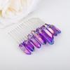 Teyglen Raw Crystal Quartz Hair Comb Clear Crystal Hair Side Comb Mermaid Rhinestone Hair Comb Sun Moon Goddess Headpiece Decorative Hair Accessories for Women Girls (Purple) view 4