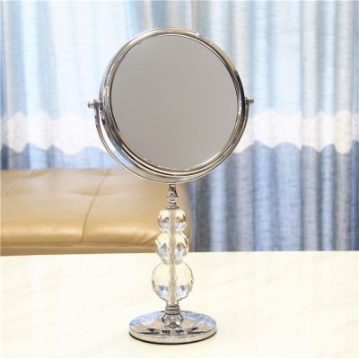 8 Inch Tabletop Rotation Makeup Mirror with Crystal, Double Side Magnification Cosmetic Mirror, Standing HD Beauty Shaving Mirror, Countertop Vanity Mirror for Hotel,C,3X
