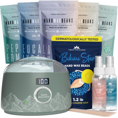 Tress Wellness Green Mountain Wax Warmer Kit with Bikini Wax