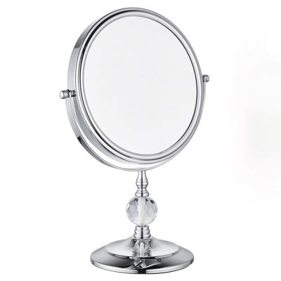 8 Inch Tabletop Rotation Makeup Mirror with Crystal, Double Side Magnification Cosmetic Mirror, Standing HD Beauty Shaving Mirror, Countertop Vanity Mirror for Hotel,A,8X