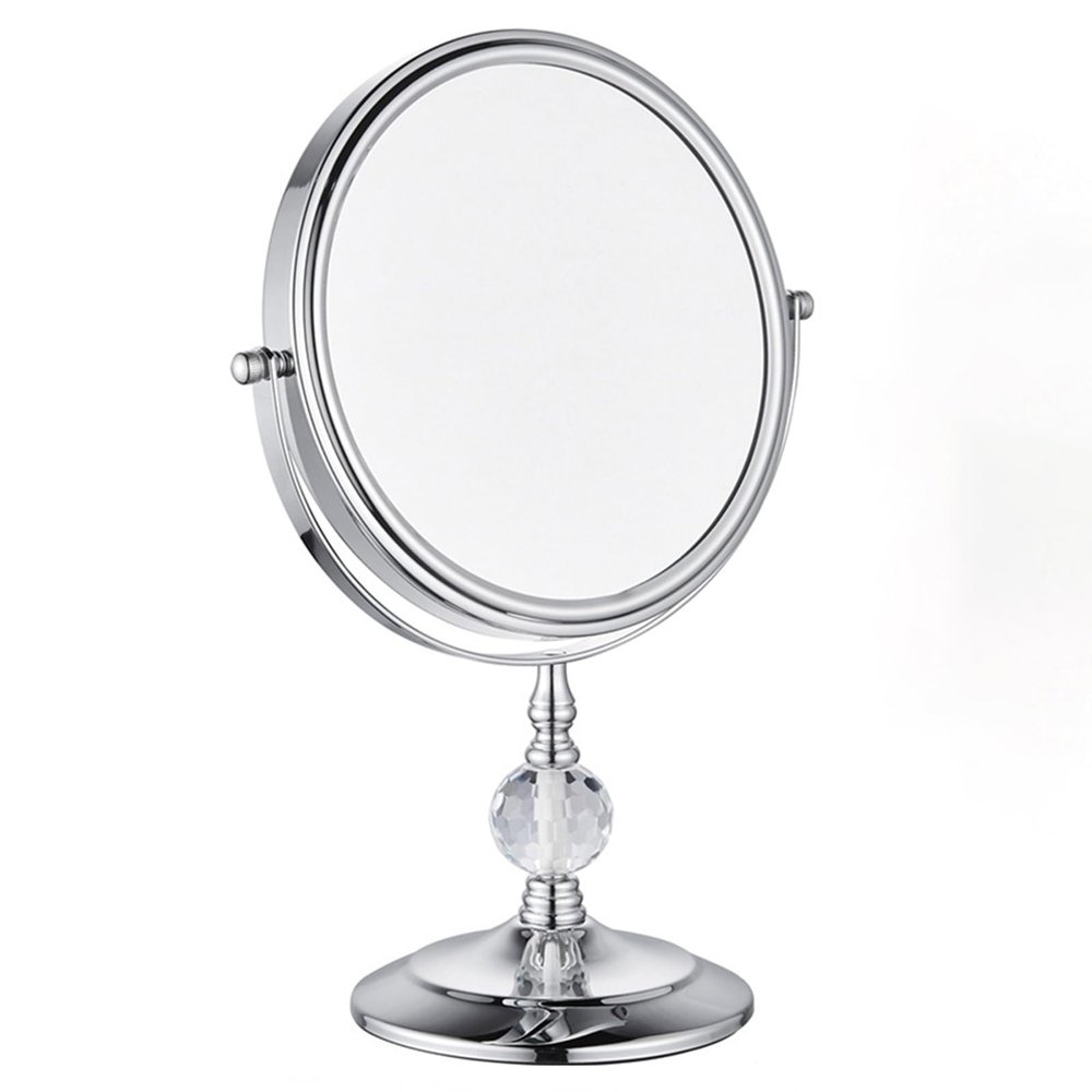 8 Inch Tabletop Rotation Makeup Mirror with Crystal, Double Side Magnification Cosmetic Mirror, Standing HD Beauty Shaving Mirror, Countertop Vanity Mirror for Hotel,A,8X