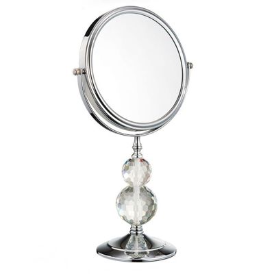 8 Inch Tabletop Rotation Makeup Mirror with Crystal, Double Side Magnification Cosmetic Mirror, Standing HD Beauty Shaving Mirror, Countertop Vanity Mirror for Hotel,B,5X
