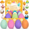 9 Packs Easter Bubble Bath Bombs with Easter Surprise Toys Inside for Kids Girls Boys, Natural Organic Bubble Easter Bath Eggs, Easter Basket Stuffers Gifts view 1
