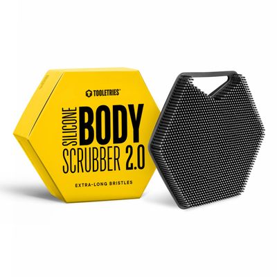 TOOLETRIES Body Scrubber 2.0 Premium Silicone Scrubber for Cleaning, Exfoliating Your Skin Extra Long Lather Boosting Bristles with Ergonomic Handle, Long-Lasting & Easy to Clean - Charcoal