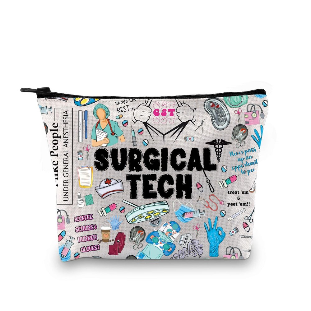 G2TUP Surgical Tech Gift Surgical Technologist Makeup Bag Scrub Tech Appreciation Cosmetic Bag Surgical Nurse Doctor Gift Scrub Tech Week Gift (Surgical Technologist MB)