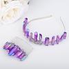 Teyglen Raw Crystal Quartz Headband Hair Comb Clear Crystal Headband Natural Stone Hair Hoop Band Moon Goddess Witch Headpiece for Women Girls Halloween Party (Purple) view 1
