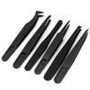 6Pcs Stainless Steel Tweezers Set, Eyebrow Hair Pluckers, Black Stainless Steel Eyebrow Tweezers for Hair Beauty view 2