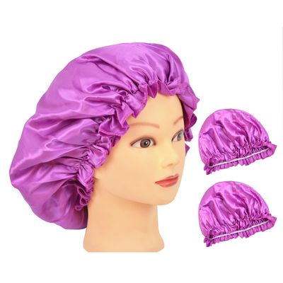 2 Pcs Satin Hair Bonnet for Sleeping Silk Bonnet Sleep Cap Hair Wrap for Women Curly Natural Hair (Purple)