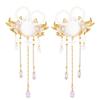 Angoily Rabbit Fur Ball Hair Clips with Pearls, Japanese Tassels, and Chinese Dangle Barrettes for Girls and Women view 1