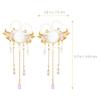 Angoily Rabbit Fur Ball Hair Clips with Pearls, Japanese Tassels, and Chinese Dangle Barrettes for Girls and Women view 3