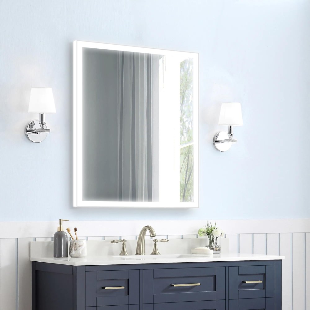 28x36 Inch LED Bathroom Mirror, Bathroom Vanity Mirror with Lights, Backlit and Front Lighted Mirror for Bathroom, Anti-Fog Dimmable Makeup Lighted Mirror with Touch Button, Horizontal/Vertical