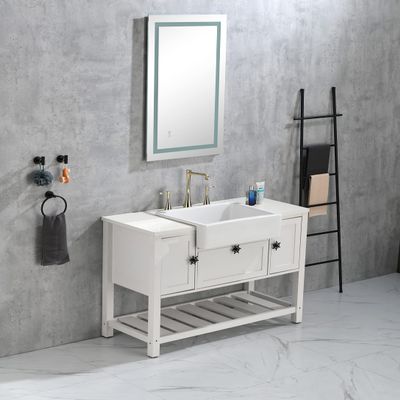 40 * 24 LED Lighted Bathroom Wall Mounted Mirror with High Lumen+Anti-Fog Separately Control+Dimmer Function
