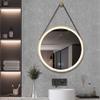 28 Inch Golden Round Frame with Lamp Hanging Bathroom Mirror view 1