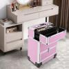 LUOSHALIYA Rolling Makeup Train Case, Wheeled Manicure Storage Case with Two Keys, Makeup Trolley Organizer for Storing Scissors, Makeup, Jewelry, Combs view 2