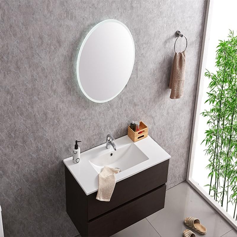 24 inch Acrylic LED Round Mirror Make up Mirror 3 Brightness Cosmetic Mirror Memory Function Anti-Fog