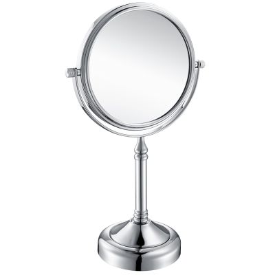 Washcadg Chrome Double Side Tabletop Makeup Mirror, 360 Rotation Magnification Beauty Cosmetic Mirror, HD Shaving Mirror for Table, Standing Vanity Mirror for Beauty Salon,8inch,5X