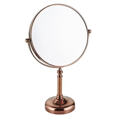 Washcadg 8 Inch Tabletop Makeup Mirror, Double Side Rotation Magnification Cosmetic Mirror, Men's HD Shaving Mirror, Vanity Mirror for Beauty Salon, Standing Countertop Mirror,Rosegold,7X