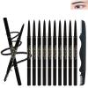 12 Pcs Waterproof Black Eyebrow Pencil Set, Professional Brow Micro Eyebrow Retractable Pencil, Ultra Fine Long Lasting for Eye Brows Women Eye Makeup Shaping & Filling Brow Gel Pen- 01 view 1