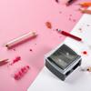 2Pcs Black Eyeliner Sharpener,Makeup Pencil Sharpener,Pencil Sharpeners for Eyebrow Eyeliner Pencil Tool,Dual Holes Eye Pencil Sharpener with Cover Portable Cosmetic Sharpener,Makeup Brushes and Tools view 3