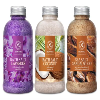 Bath Sea Salt Set 321.16Oz - Bath Salt Lavander & Coconut & Sandalwood - Lavender Essential Oil - Natural Coconut Oil - Sandalwood & Cinnamon Essential Oil - Aromatherapy - Relaxing - Body Care