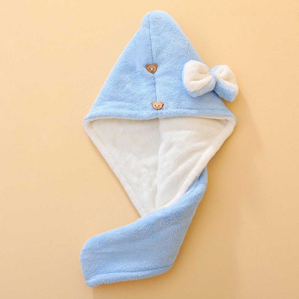 Dry Hair hat Women's Thickened Super Absorbent Double Bow Cute Coral Velvet Wipe Hair Dry Hair Bag Headscarf Wholesale