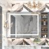 32x24inch Glossy Brushed Silver 3000-6000K LED Bathroom Mirror With Lights,Anti-Fog Dimmable Lighted Wall Mounted Vanity Mirror Master Bath Modern Makeup(Only mirrors, not cabinets)Horizontal&Vertical view 1