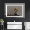 32x24inch Glossy Brushed Silver 3000-6000K LED Bathroom Mirror With Lights,Anti-Fog Dimmable Lighted Wall Mounted Vanity Mirror Master Bath Modern Makeup(Only mirrors, not cabinets)Horizontal&Vertical view 3