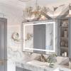 32x24inch Glossy Brushed Silver 3000-6000K LED Bathroom Mirror With Lights,Anti-Fog Dimmable Lighted Wall Mounted Vanity Mirror Master Bath Modern Makeup(Only mirrors, not cabinets)Horizontal&Vertical view 4