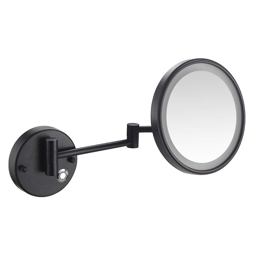 8 inch LED Light Wall Mount Vanity Makeup Mirrors Double Sided Touch Base Switch Magnifying Bathroom Shaving Adjustable Arms Cosmetic Mirror