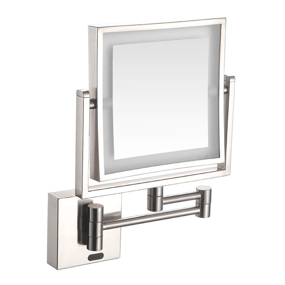 8 inch LED Light Wall Mount Vanity Makeup Mirrors Human Body Induction Double Sided 1X,3X Magnifying Bathroom Shaving Cosmetic Mirror
