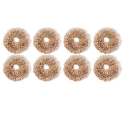 CHRISK Fluffy Warm Winter Elastic Hair Band Scrunchies Large Intestine Hair Ring Women Girls Plush Hair Rope Hairwear Hair Band (Color : Grey-8PCS)
